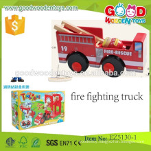 continued selling wooden vehicle toys fire fighting truck OEM wooden fire truck toy for kids EZ5130-1